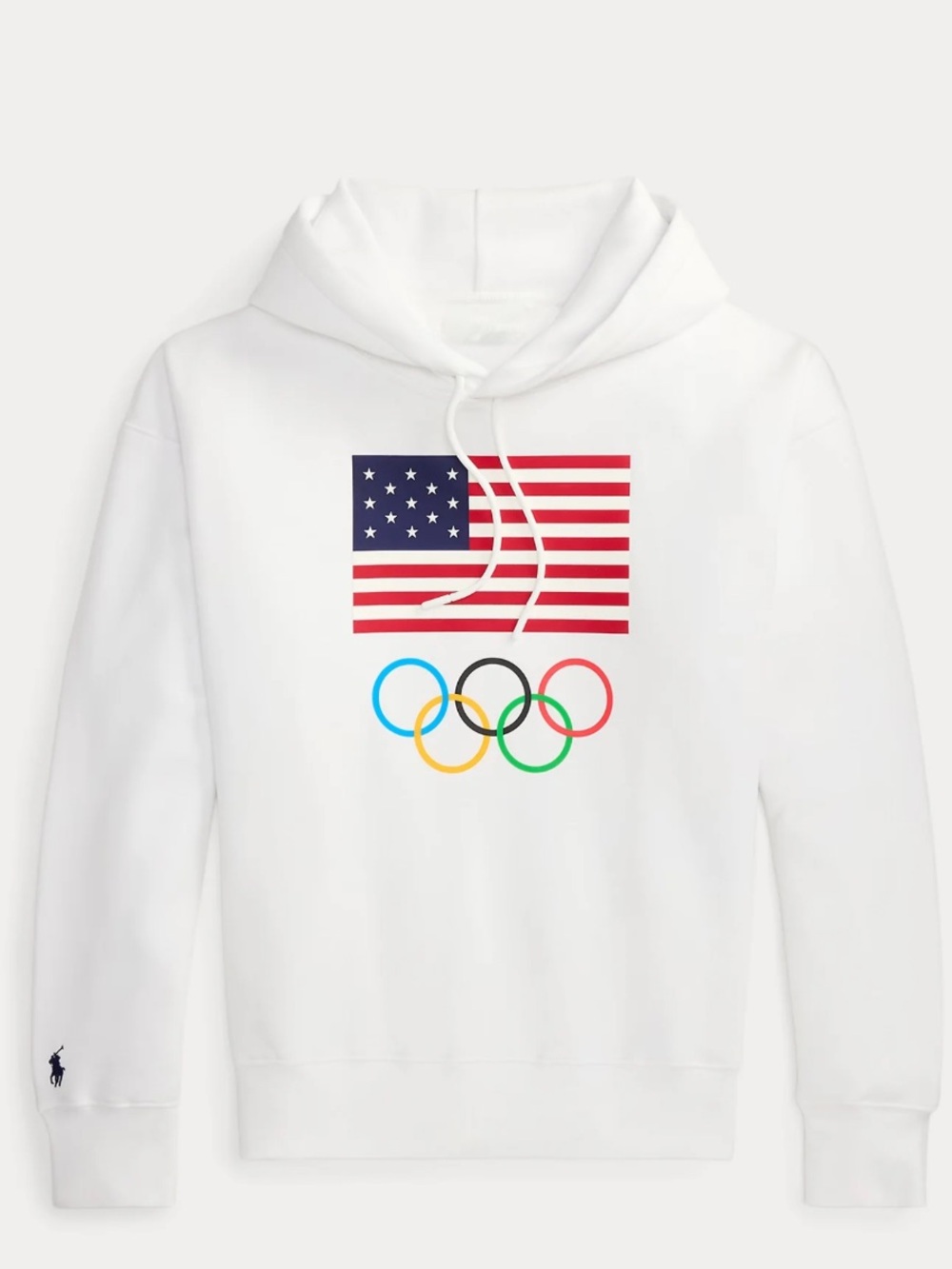 Polo by Ralph Lauren White team USA Flag & Olympics Rings Pullover Hoodie 10-12
